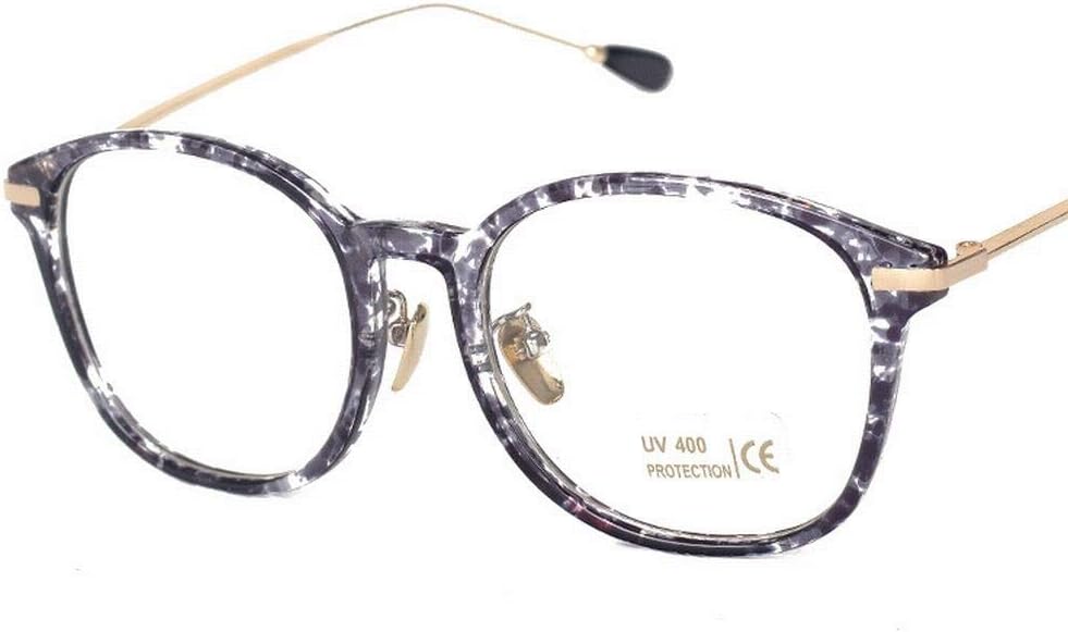 KAILLEET Big Metal glasse Frame Non-prescription Glasses Frame Clear Lens Eyeglasses (Color : Gold/white)