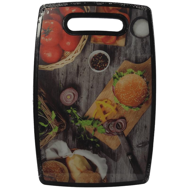 Plastic Kitchen Chopping Board with Printed Design, 19.8 x 29.8 x 1.1 cm, Assorted Designs, 500g