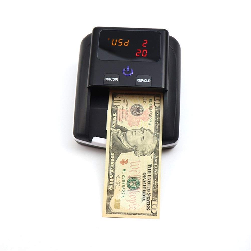 GAO-bo Counterfeit Money Detector ，Portable Small Banknote Bill Detector Denomination Value Counter 