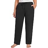 Weintee Women's Plus Size Cotton Knit Pants with Pockets