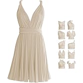 TTYBridal Infinity Dresses for Bridesmaid Short Multi-Way Dress Ruched Spandex Convertible Dresses Twist Wrap Dress
