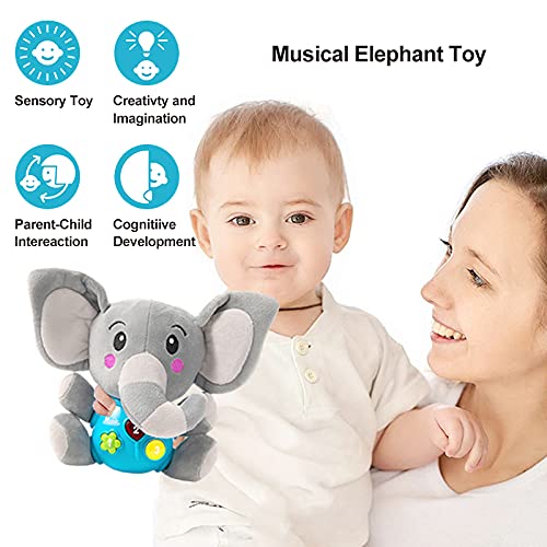 LITTLESMET Plush Elephant Baby Musical Toys 6 to 12 Months,Stuffed