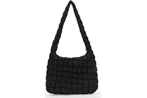 GOKTOW Puffer Quilted Carryall Bag,Quilted Shoulder Bag,Puffy Tote Bag Purse,Large Nylon Hobo Handbag