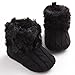 Annnowl Baby Girls Knit Soft Fur Winter Warm Snow Boots Crib Shoes 0-18 Months (0-6 Months, Black)