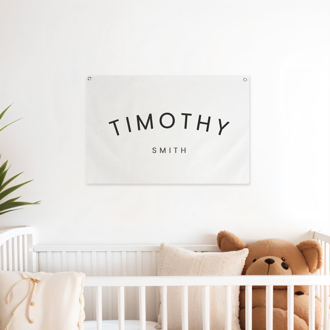 Paintings - Custom Name Canvas Banner Baby Name Flag Canvas Hanging Flag for Nursery and Playroom Wall Décor for Kids Trendy Room Décor for Boys and Girls (Blank)