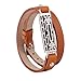 GHIJKL Compatible Fitbit Flex 2 Bands, Metal and Genuine Leather Wristband Replacement for Fitbit Flex 2, Flex2 Strap Style (Silver Color Metal/Brown Leather)