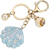 MMIUAEG Shell Beach Keychain for Women Colorful Glitter Seashell Charms Keyring Sea-Themed Keychain Bag Decors