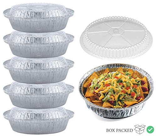 45 Pack - 9 Inch Round Aluminum Pans, with Clear Plastic Lids. Round Tins for Baking and Food Transport. Round Foil Pans. Pie Tins Perfect for Pies, Quiche, Nachos and Pastries by Spare Essentials - Thumbnail 7