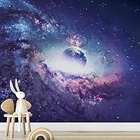 Wall Mural Stars and Moon in Night Sky Removable Self-Adhesive Wallpaper Wall Decoration for Bedroom Living Room - 66x96 inches