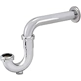 Eastman 1-1/4 Inch 17-Gauge Steel P-Trap with Flange and Cleanout, Brass Plumbing Fitting, Chrome Finish, 35020