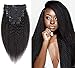 Rolisy Kinky Straight Clip ins Human Hair Extensions,100% Unprocessed 8A Grade Human Hair,Real Soft Thick Hair for Women,Kinky Straight Hair Clip ins,Natural Black Color,120Gram,10Pcs,18 INCH
