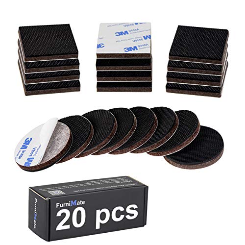 Furniture Pads 20 Pieces 2" Non Slip Furniture Pads Furniture Stopper Self Adhesive Square Round Rubber Pads Anti Scratch Floor Protector for Furniture Gripper on Hardwood Wood Floor in a Storage Case