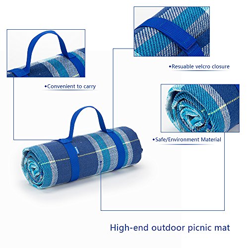 YONOVO Outdoor Water-Resistant Acrylic Picnic Blanket for Camping Beach Outdoor (Blue-A-1.5M) - Thumbnail 7