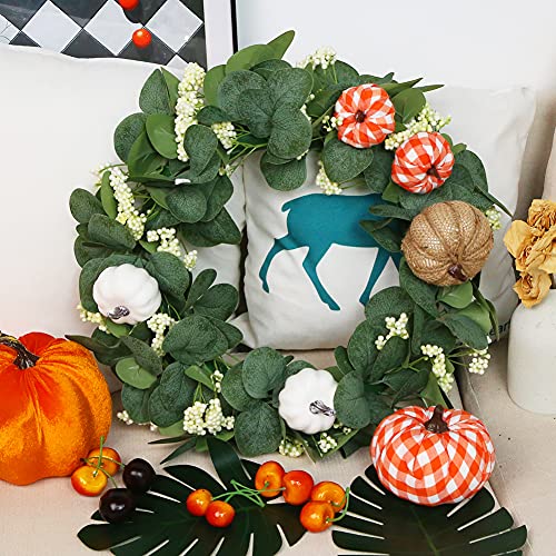 VGOODALL Künstliche Kürbisse Set, 12 Stücke Gefälschte Kürbisse Deko in verschiedenen Designs Weiß Orange für Halloween Erntedankfest Herbstdekoration