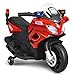 Costzon Kids Police Motorcycle, 6V Electric Battery Powered Ride On Bike w/ Training Wheels, Police Lights & Siren Sound, Headlights & Music, Pedal, Rechargeable Electric Toy for Boys & Girls (Red)