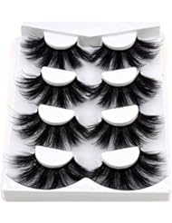 HBZGTLAD NEW 4 Pairs 3D Mink Hair False Eyelashes Criss-cross Wispy Cross Fluffy length 25-30mm Lashes Extension Handmade Eye Makeup Tools (MDR-5)
