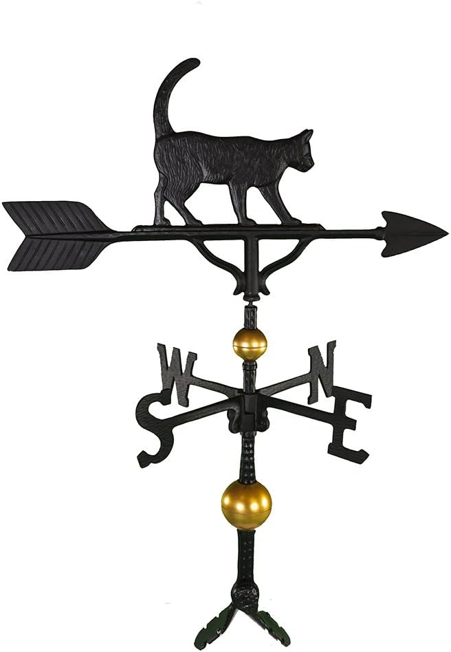 Weathervanes - Montague Metal Products 32-Inch Deluxe Weathervane with Satin Black Cat Ornament