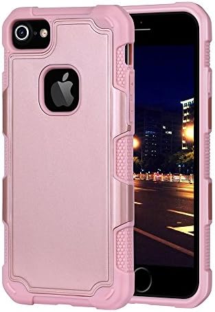 iphone7 Case,sanhezhong Shockproof Rugged Hybrid Heavy Duty Protective Armor Cover Case For iPhone 7（Rose Gold)）