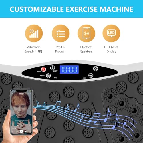 Vibration Plate, Exercise Machine Vibration Platform for Weight Loss, Vibration Fitness Trainer for Home Use, Balance Training Leg Arm Core Workout, MAX 400 Lbs Capacity