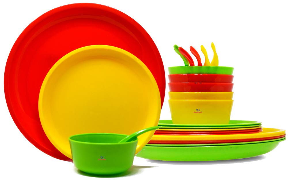 Buy Sarthak Uphaar Plastic Microwave Safe 24 pcs Round Dinner Set