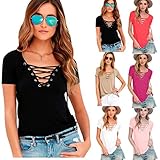 Perman Women's V-Neck Elegant Pullover Tee Short Sleeve Tops Shirt Blouse