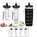 Bevgo Fruit Infuser Water Bottle - Large 32oz - Hydration Timeline Tracker - Detachable Ice Gel Ball with Flip Top Lid - Quit Sugar Multiple Colors with Recipe Gift Included