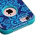 iPhone 6 Case, iPhone 6S Case, JoJoGoldStar Dual Layer Hybrid, Slim Fit Plastic and Silicone TPU Cover with Stylus and Screen Protector - Blue Damask