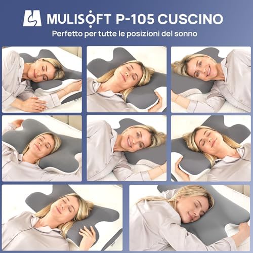 Cuscino Cervicale per Dormire, Cuscino Ergonomico in Memory Foam
