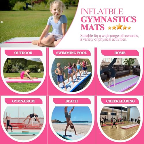 Air Mat Tumble Track, Gymnastics Mats Tumbling Track with Electric Air Pump, Inflatable Training Mat for Home Gym Yoga Cheerleading Water, 300 * 100 * 10cm