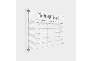 Large Personalized Acrylic Wall Calendar - Dry Erase Calendar Family Calendar 2023 Calendar Monthly and Weekly Board Family P