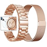 Valkit for Galaxy Watch (42mm) Bands, Rose Gold Sets, 20mm Stainless Steel Band + Mesh Loop Strap Replacement Metal Band Bracelet Sets, Compatible Samsung Galaxy Watch 42mm, 2-Pack, Rose Gold