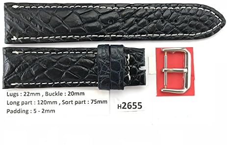 22mm/20mm NAVY BLUE Genuine Crocodile Leather Skin Watch Strap Band Men HANDMADE H2655 B#