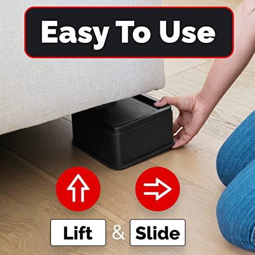 iPrimio Oversized Bed Risers Square, 3 Inch Lift, Heavy Duty, 6 Pack