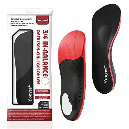 Yooyee 3/4 Orthopädische Einlegesohlen für Plattfüße (L (43-44 EU))