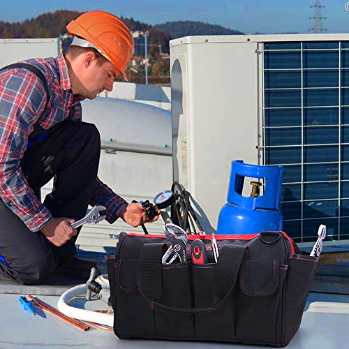 image for Meterk Tools Bag 16 Inch Heave Duty Tools Bag 17 Multi-Pockets with Ad