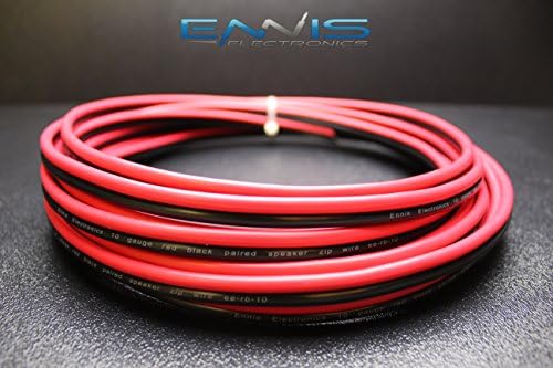 10 GAUGE 50 FT RED BLACK SPEAKER ZIP WIRE AWG CABLE POWER STRANDED COPPER CLAD BY ENNIS ELECTRONICS