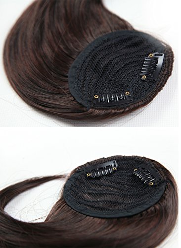 SARLA Synthetic Hairpieces False Bangs Clip-In Bangs Side Swept Bangs Extension B2 (2# Natural Black)