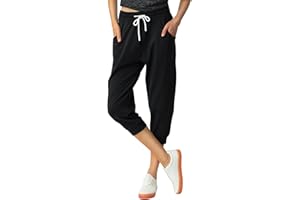 SPECIALMAGIC Women's Capri Pants Cropped Joggers with Pockets Elastic Waist Drawstring Capri Sweatpants