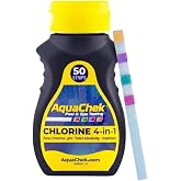 AquaChek Yellow 4-Way Pool and Spa Test Strips - 50 Yellow Test Strips - Swimming Pool Test Strips For pH, Free Chlorine, Total Alkalinity, and Cyanuric Acid - Quick and Accurate Results - Testing Kit