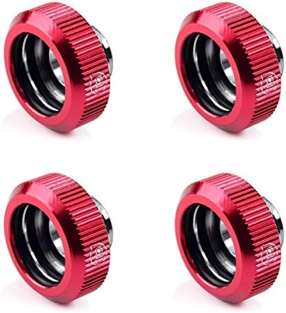 Touchaqua G1/4" Tighten Fitting for 16mm OD Hard Tubing (For Use with Bitspower Rigid Tubing Only), Red, 4-pack