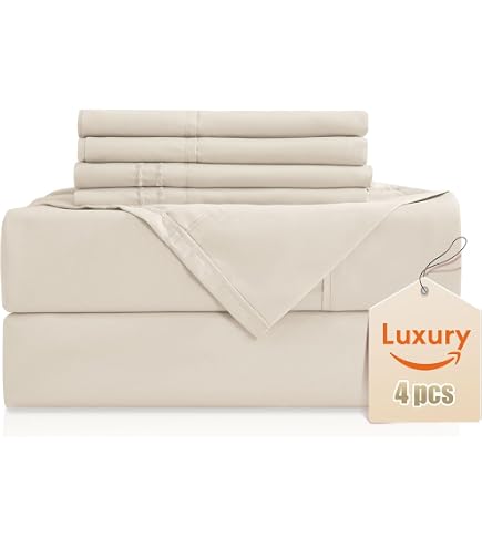 Twin 3-Piece Luxury Bed Sheet Set - 1800 Thread Count Brushed Microfiber, 14" Deep Pocket, Beige - View #5