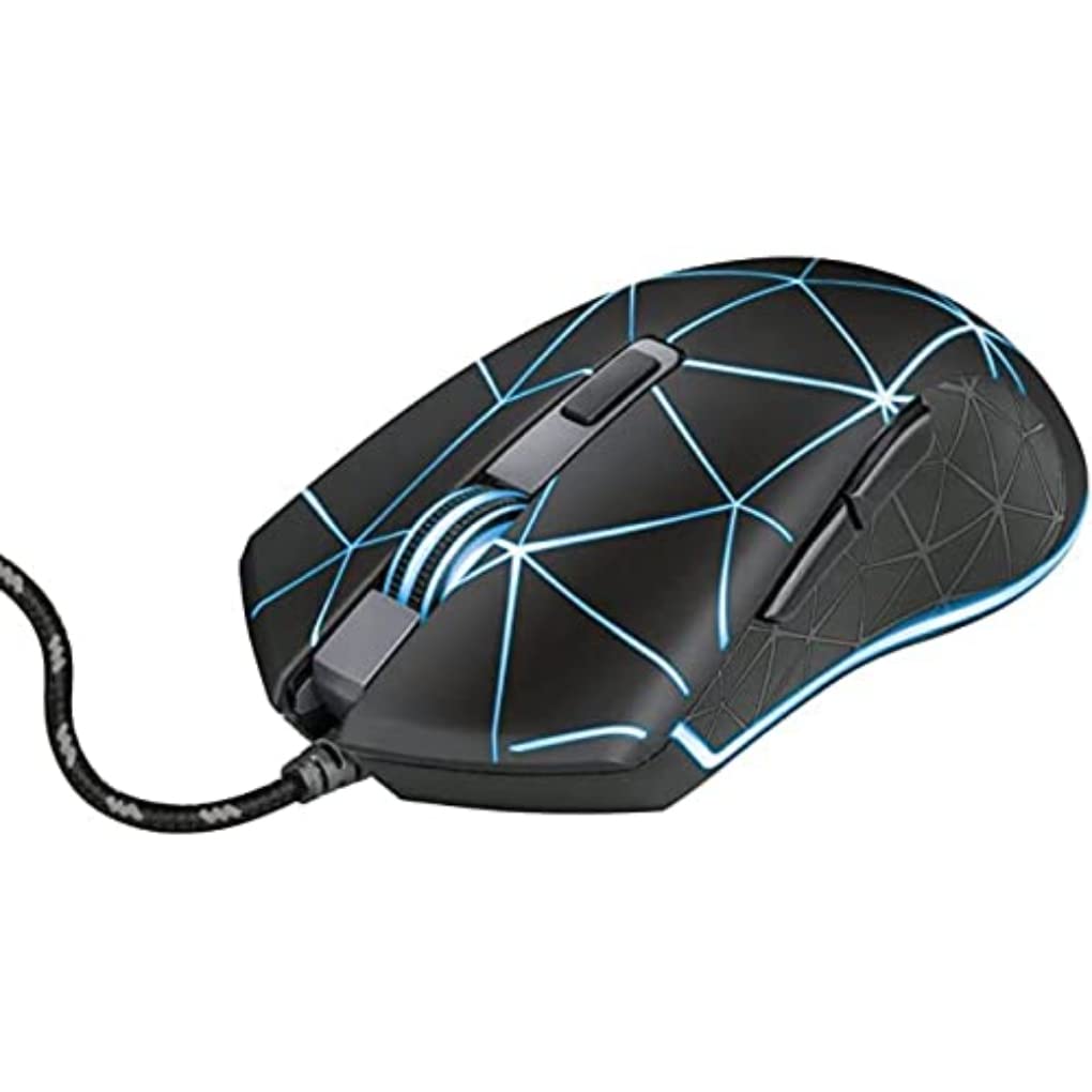GXTrust 133 Locx Gaming Mouse, 800-4000 DPI, Multicolour LED Lighting, 6 Responsive Buttons, 1.8m USB Cable, Illuminated RGB Computer Mouse for PC Laptop Windows, Black