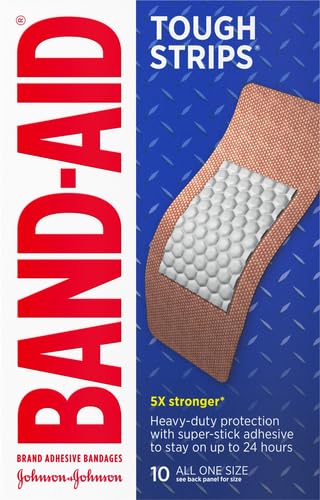 BAND-AID BRAND TOUGH STRIPS ADHESIVE BANDAGES FOR WOUND CARE, DURABLE PROTECTION FOR MINOR CUTS AND SCRAPES, EXTRA LARGE SIZE, 10 CT
