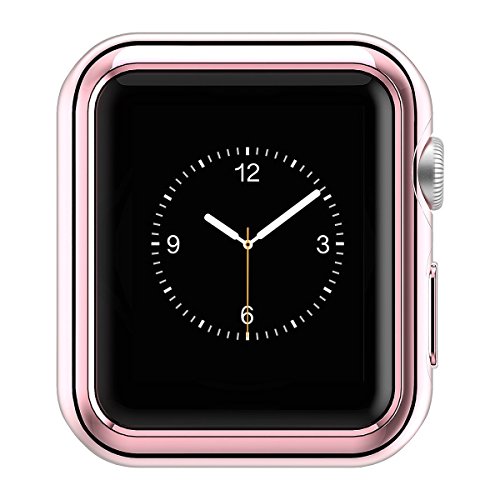 Apple Watch Case,FOLOME Plated TPU Scratch-resistant Flexible Electroplate Case Slim Lightweight Protective Bumper Cover Case for Apple Watch Series 3 / Series 2 (Rose Gold, 38mm Size Case)