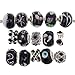 RUBYCA Murano Lampwork Charm Glass Beads Tibetan Crystal European Bracelet Mix Assortment Black 15Pcs