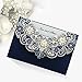 DORIS HOME 50pcs Navy Blue Laser Cut Flora Lace invitation Cards with Envelopes for Wedding Invitations, Bridal Shower, Engagement, Birthday, Bachelorette Party, Baby Shower