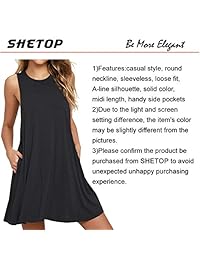 SHETOP Swing - Vestido de verano para mujer, elegante, de vacaciones, informal, sin mangas, con bolsillos sueltos