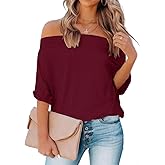 Dressmine Womens Summer Off The Shoulder Shirts Casual Sexy One Shoulder Tops Casual Loose Short Sleeve Blouses Tshirts Tunic