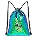 MHJY Sparkly Drawstring Backpack Mermaid Sequin Dance Bag Sports Gym Beach Swim Backpack Birthday Easter Gift Bag