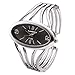 JSDDE Top Plaza Women Elegant Oval Silver Tone Bangle Cuff Bracelet Dress Watch